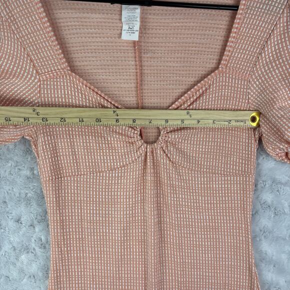 Caution To The Wind Size Medium Summer Dress White And Orange Plaid - Picture 6 of 8